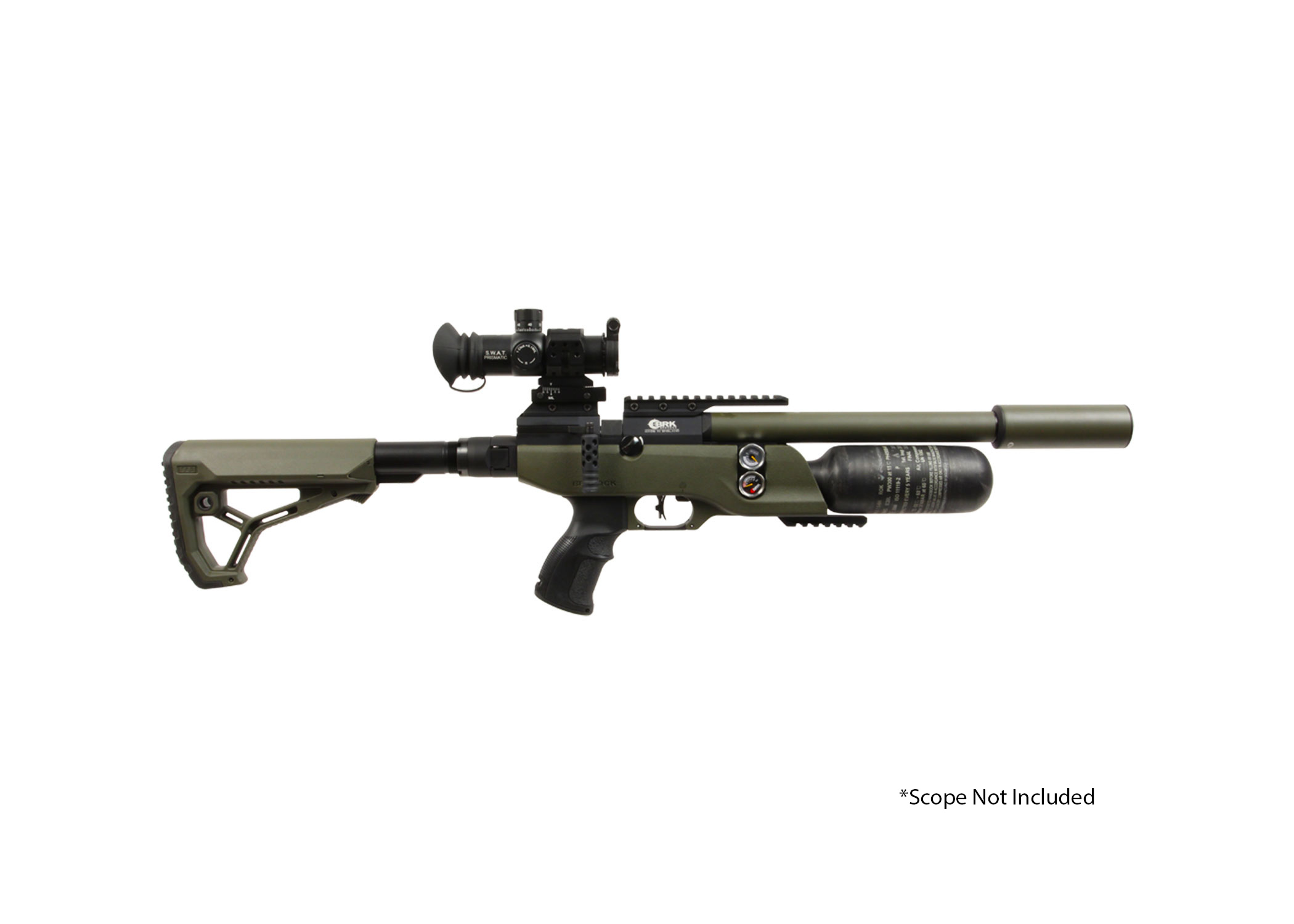 BRK Pathfinder OD Green w/ Folding Stock and BRK Moderator