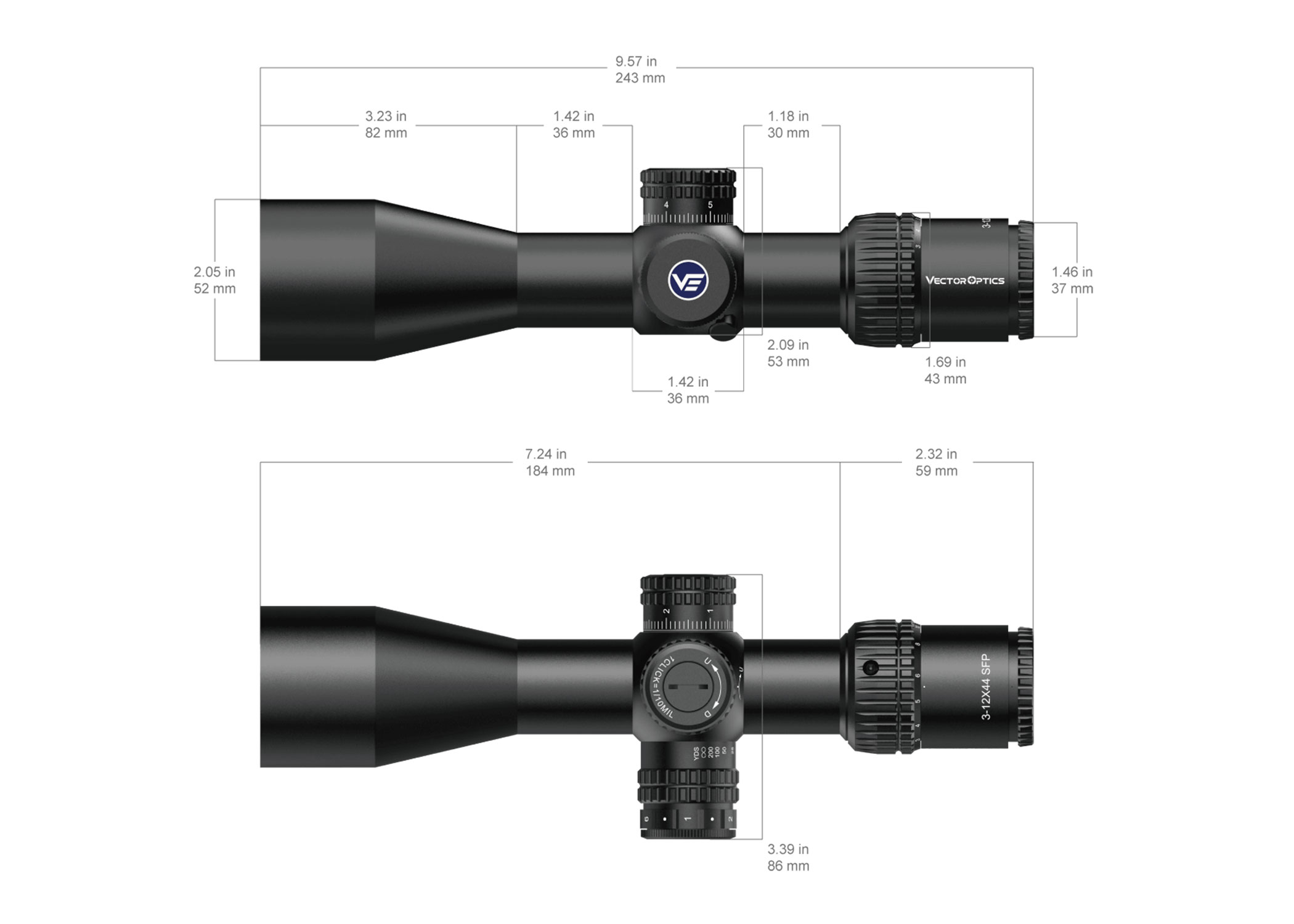 Vector Optics Veyron 3-12x44IR SFP Compact Rifle Scope